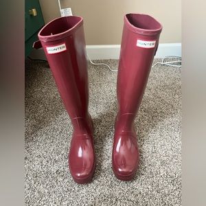 Burgundy Hunter Rain Boots Size 8 Women’s